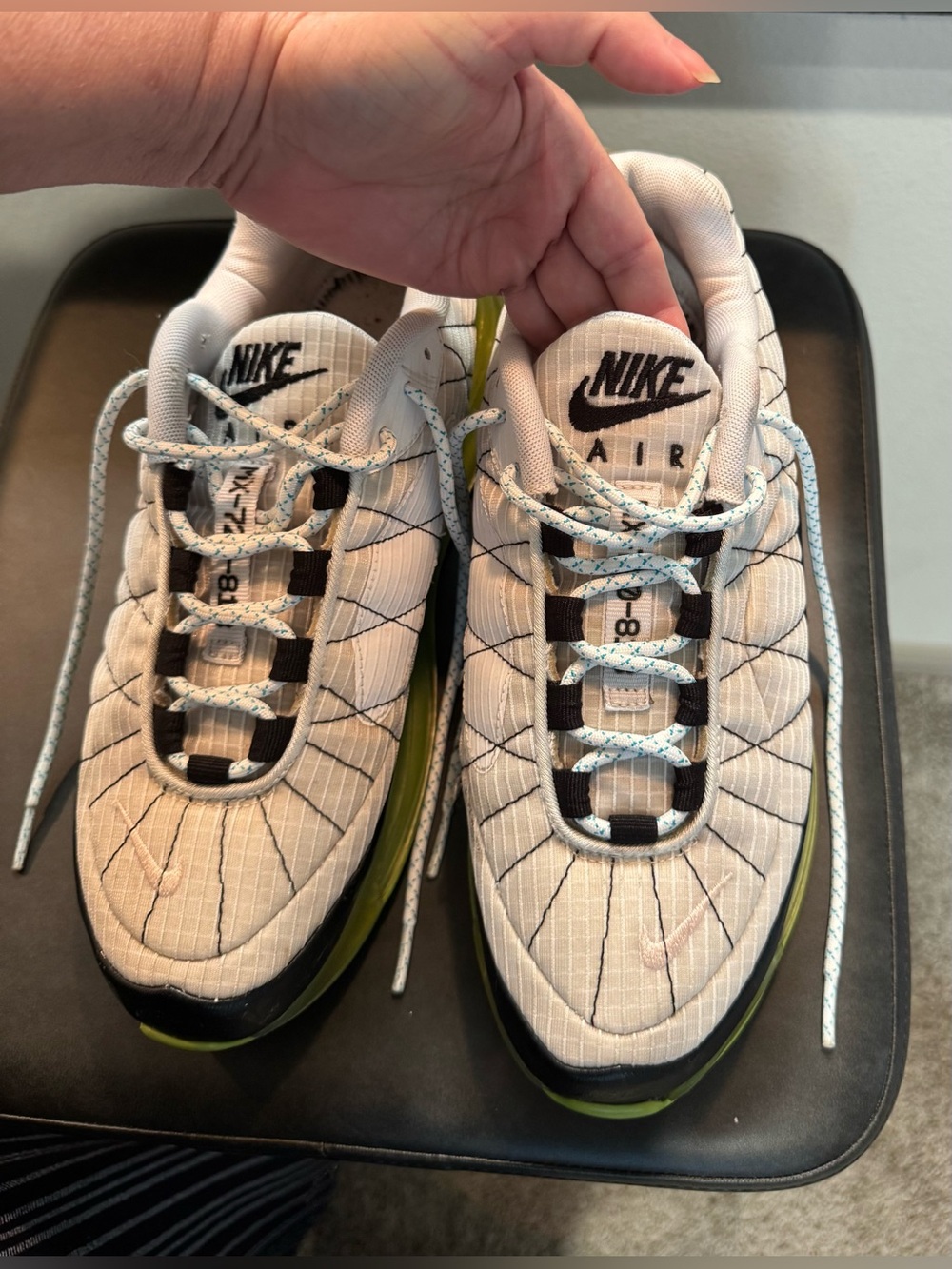 Nike Men’s White Sneakers with Black and Lime Accents